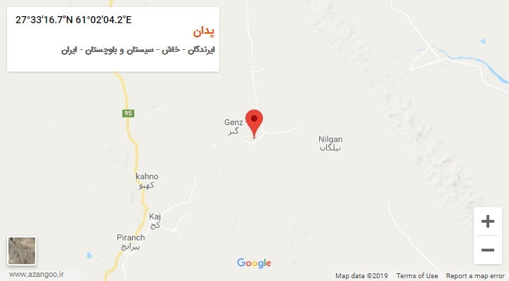 روستای پدان بر روی نقشه