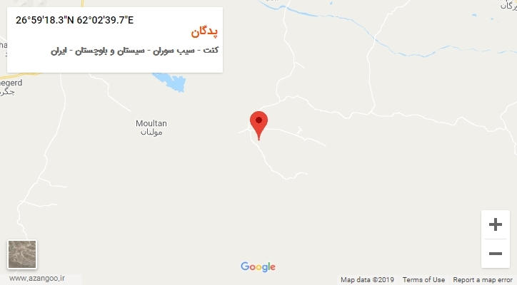 روستای پدگان بر روی نقشه