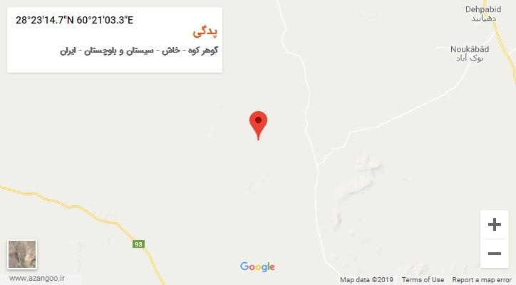 روستای پدگی بر روی نقشه