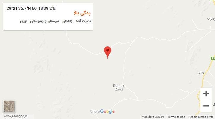 روستای پدگی بالا بر روی نقشه