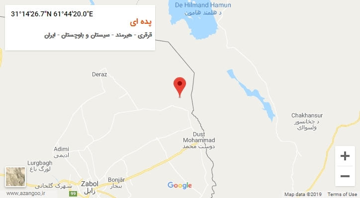 روستای پده ای بر روی نقشه