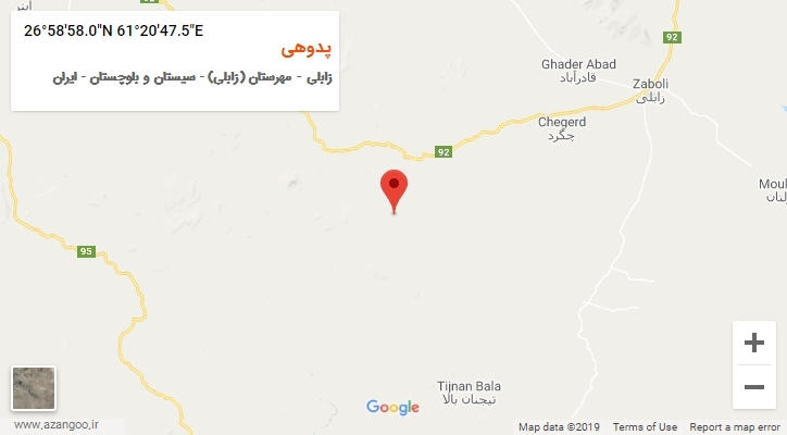 روستای پدوهی بر روی نقشه