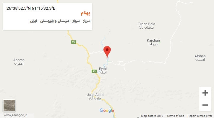روستای پهنام بر روی نقشه