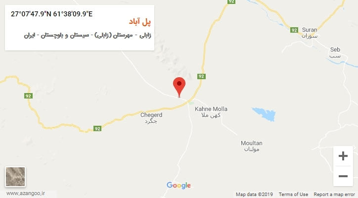 روستای پل آباد بر روی نقشه