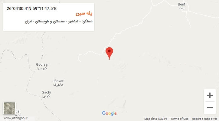 روستای پله سین بر روی نقشه