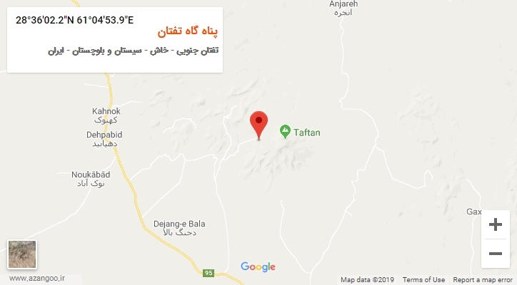 روستای پناه گاه تفتان بر روی نقشه