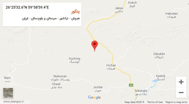 روستای پنکور بر روی نقشه