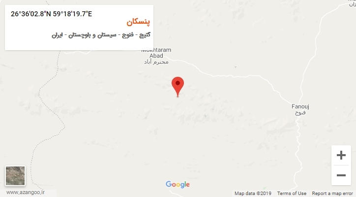 روستای پنسکان بر روی نقشه