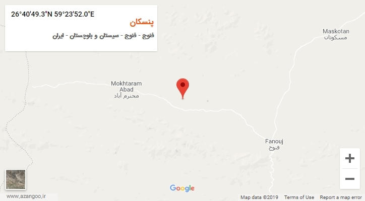 روستای پنسکان بر روی نقشه