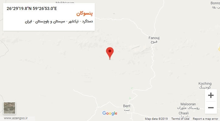 روستای پنسوکان بر روی نقشه
