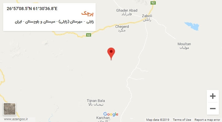 روستای پرچک بر روی نقشه