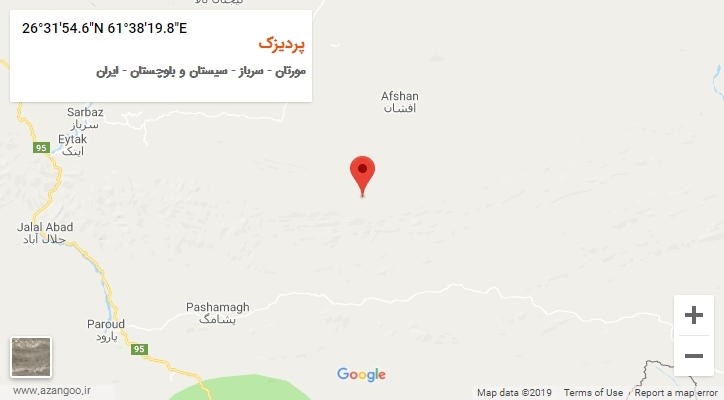روستای پردیزک بر روی نقشه
