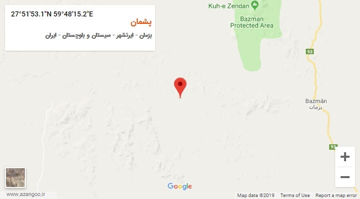 روستای پشمان بر روی نقشه