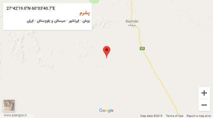 روستای پشرم بر روی نقشه