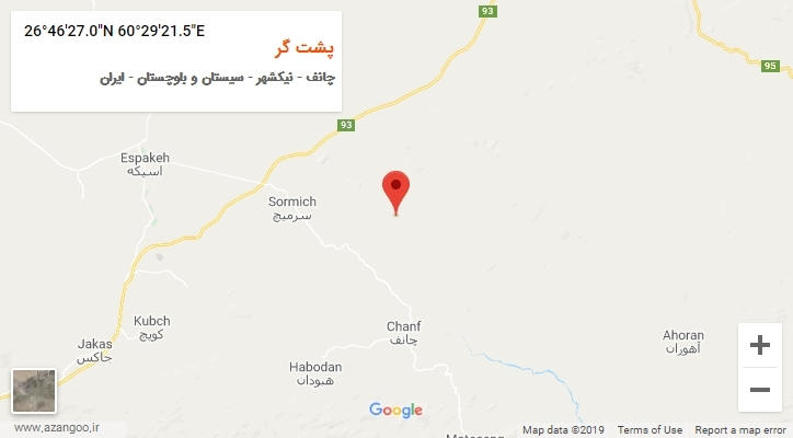 روستای پشت گر بر روی نقشه