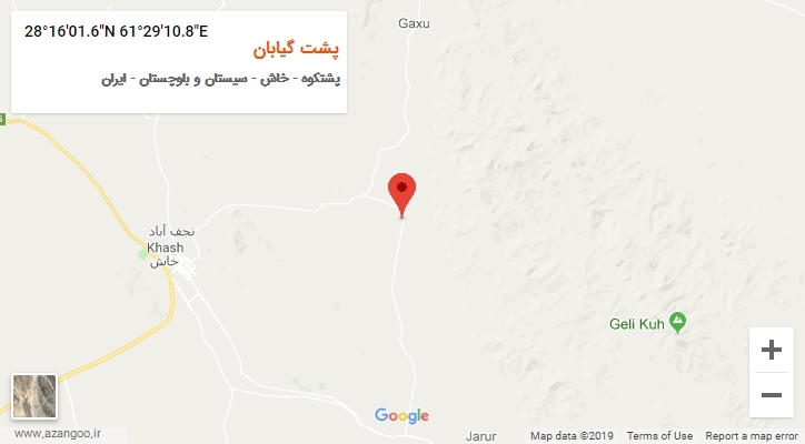 روستای پشت گیابان بر روی نقشه