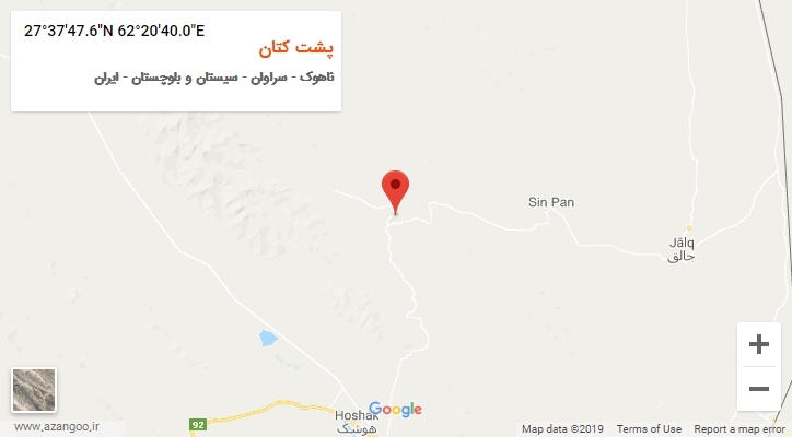 روستای پشت کتان بر روی نقشه