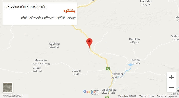 روستای پشتکوه بر روی نقشه