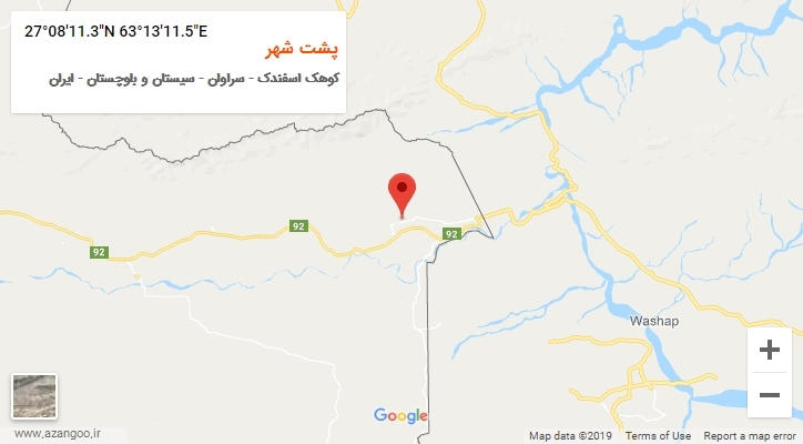روستای پشت شهر بر روی نقشه