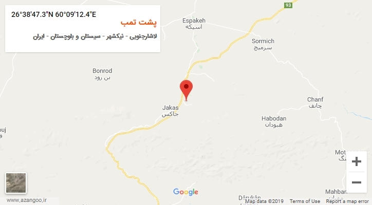 روستای پشت تمب بر روی نقشه