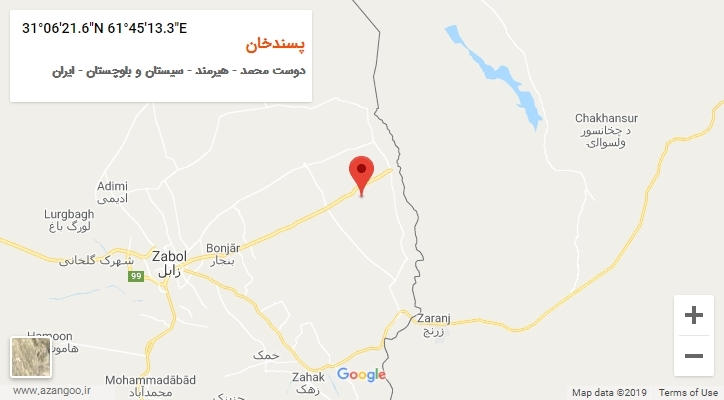 روستای پسندخان بر روی نقشه