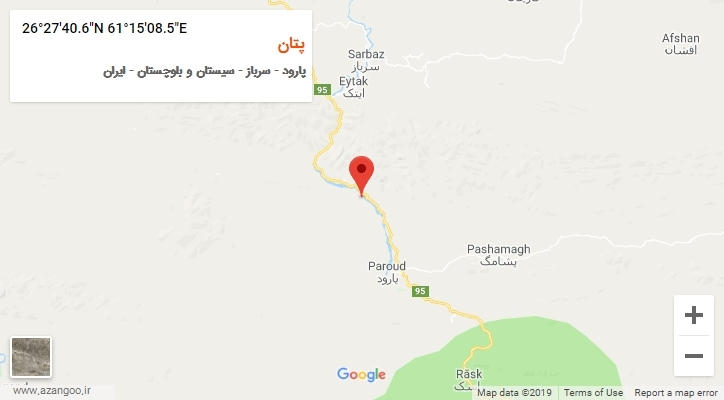 روستای پتان بر روی نقشه