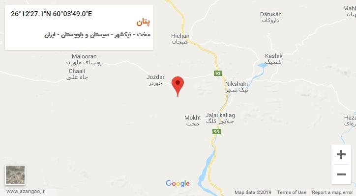 روستای پتان بر روی نقشه