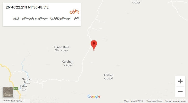 روستای پتاران بر روی نقشه