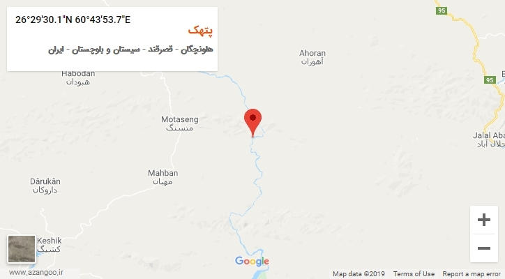 روستای پتهک بر روی نقشه
