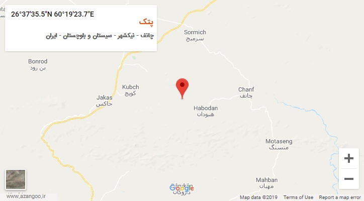 روستای پتک بر روی نقشه