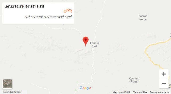 روستای پتکان بر روی نقشه