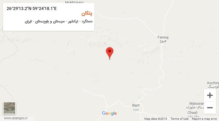 روستای پتکان بر روی نقشه