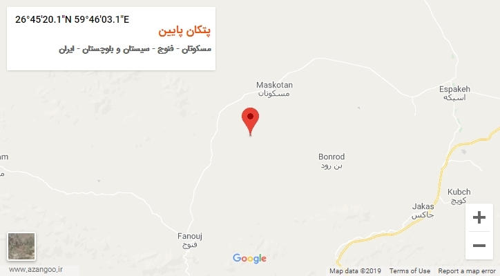 روستای پتکان پایین بر روی نقشه