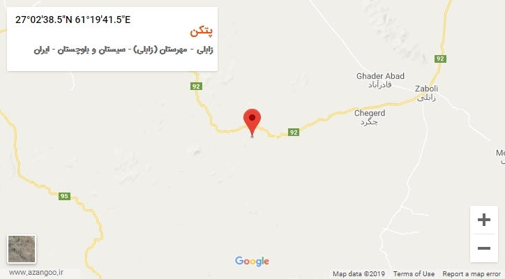 روستای پتکن بر روی نقشه