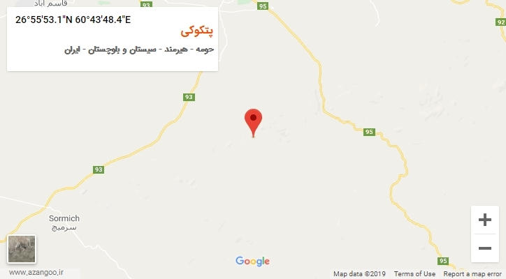 روستای پتکوکی بر روی نقشه