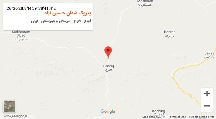 روستای پتروک شدان حسین آباد بر روی نقشه