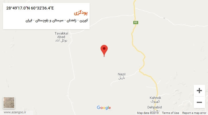 روستای پودگزی بر روی نقشه