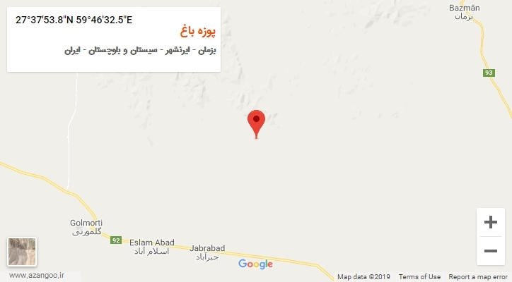 روستای پوزه باغ بر روی نقشه