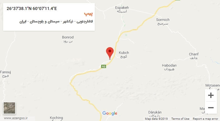 روستای پیپ بر روی نقشه