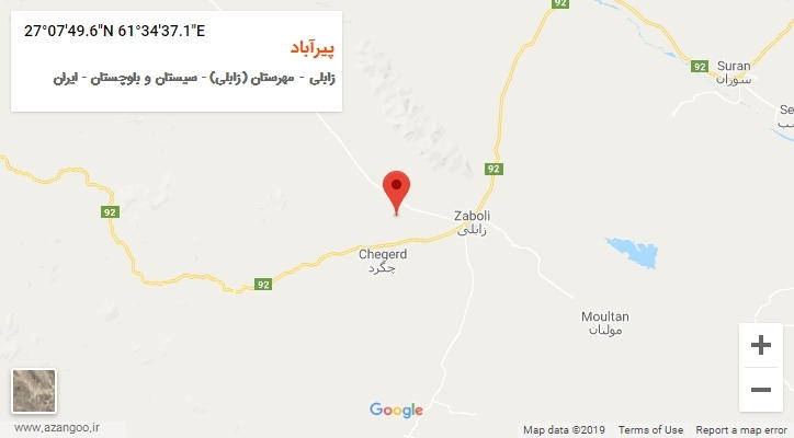 روستای پیرآباد بر روی نقشه