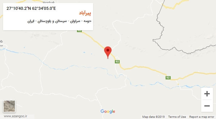 روستای پیرآباد بر روی نقشه