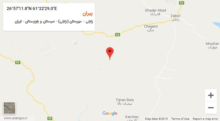 روستای پیران بر روی نقشه