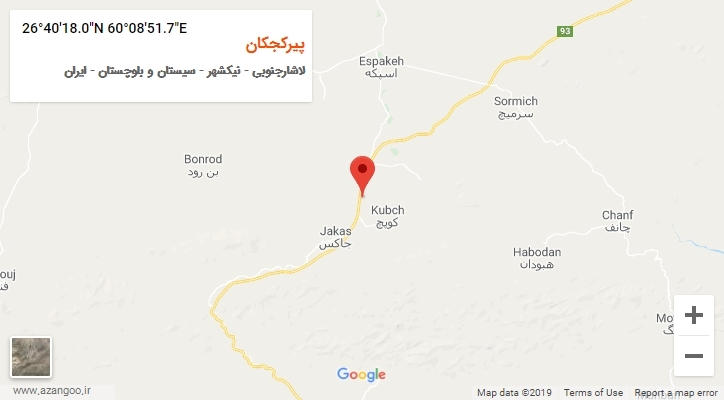 روستای پیرکجکان بر روی نقشه