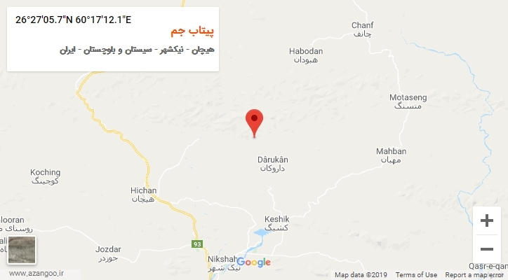 روستای پیتاب جم بر روی نقشه