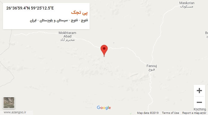 روستای پی تجک بر روی نقشه