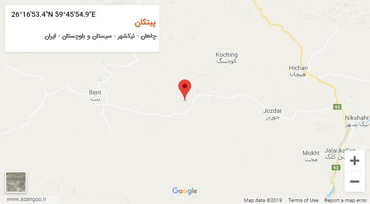 روستای پیتکان بر روی نقشه