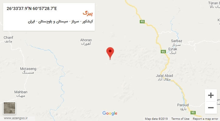 روستای پیزگ بر روی نقشه