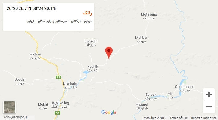روستای رانک بر روی نقشه