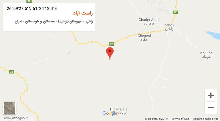 روستای راست آباد بر روی نقشه