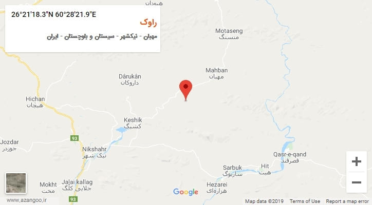 روستای راوک بر روی نقشه